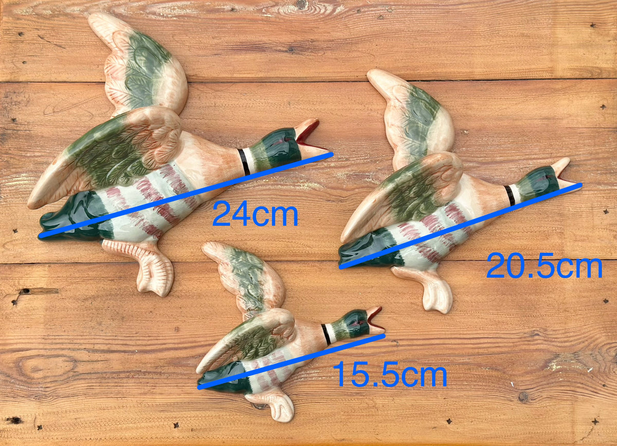 Flying Wall Ducks Quality Hand Painted Graduated Mallard Flying Ducks