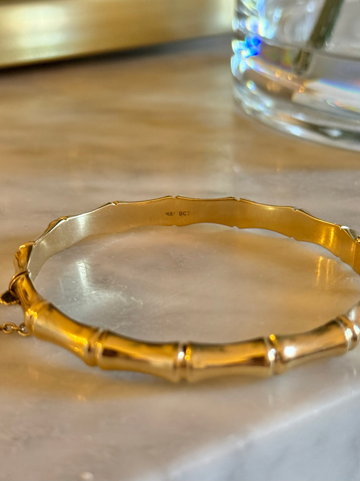 Vintage 9ct Gold Bamboo Bangle Bracelet, Australian