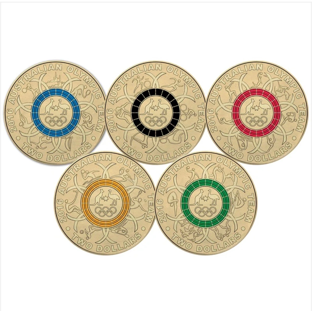 2016 Australian Olympic Team Coloured $2 Five-Coin Collection – Kayak Cover