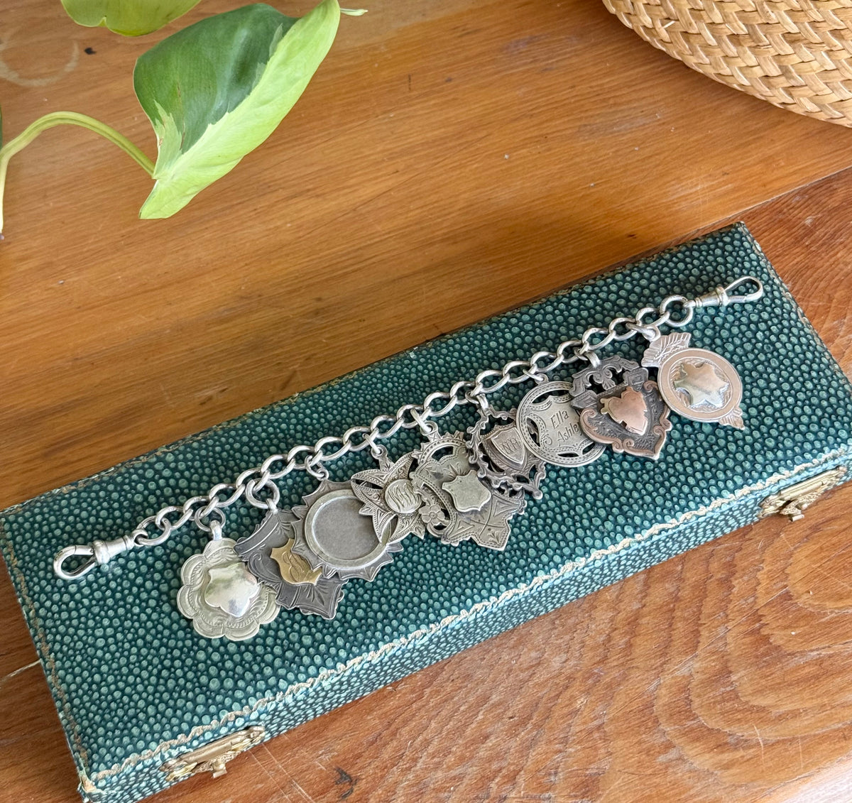Sterling Silver Bracelet Featuring 9 Antique Hallmarked Fob Medals | Circa 1890 - 1920