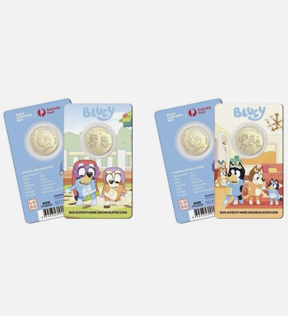 2024 Australia Post Bluey Privy Mark Complete 10 Coin Uncirculated Carded Set