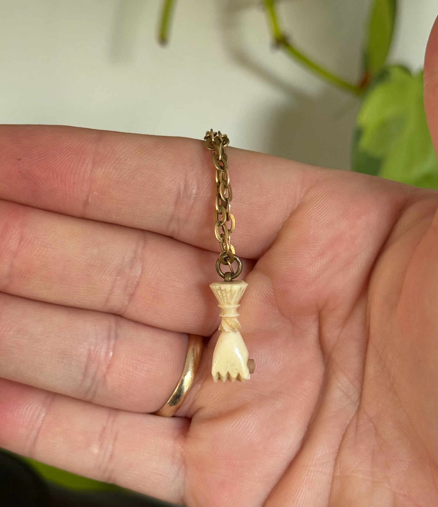 Antique Carved Bone Fist Stanhope Pendant – Notre Dame Image, c.1867
