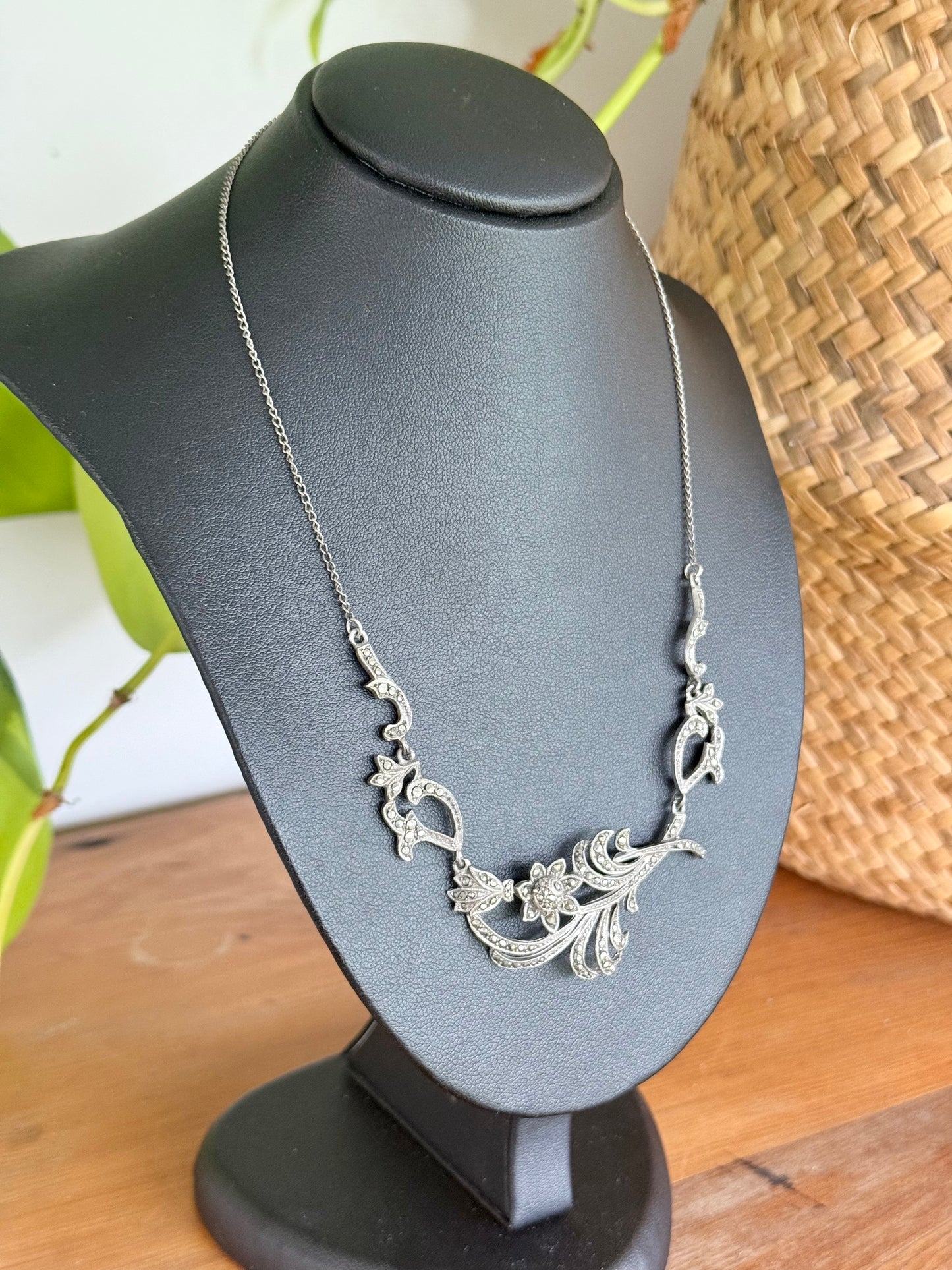 Marcasite Floral Necklace