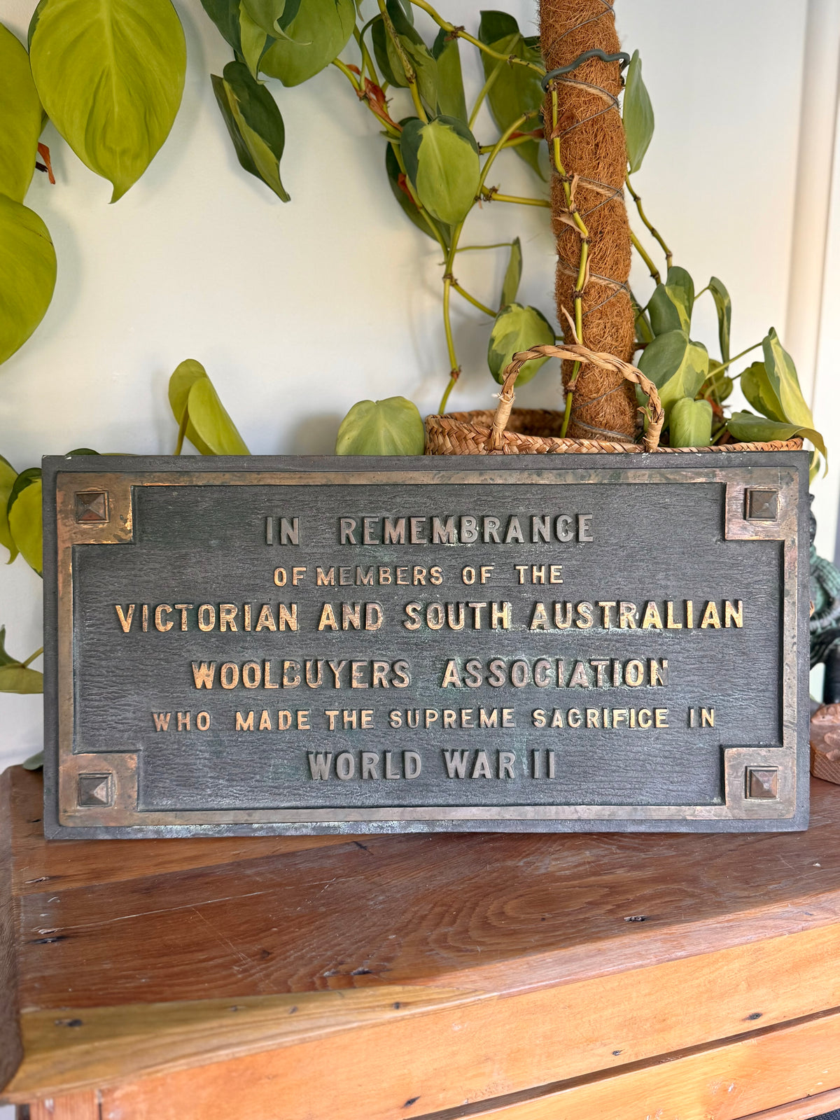 Brass Memorial Plaque | Historic Elders Wool Store, Port Adelaide | WWII Woolbuyers Association