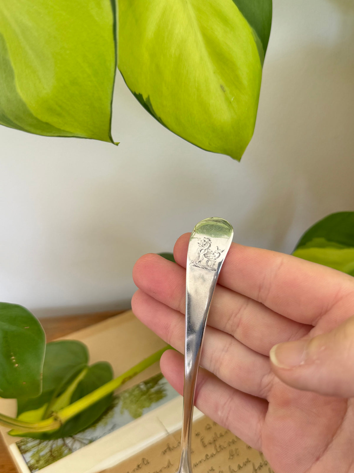 Georgian Sterling Silver Sugar Sifter Spoon with Heraldic Sea-Lion Crest – London 1785