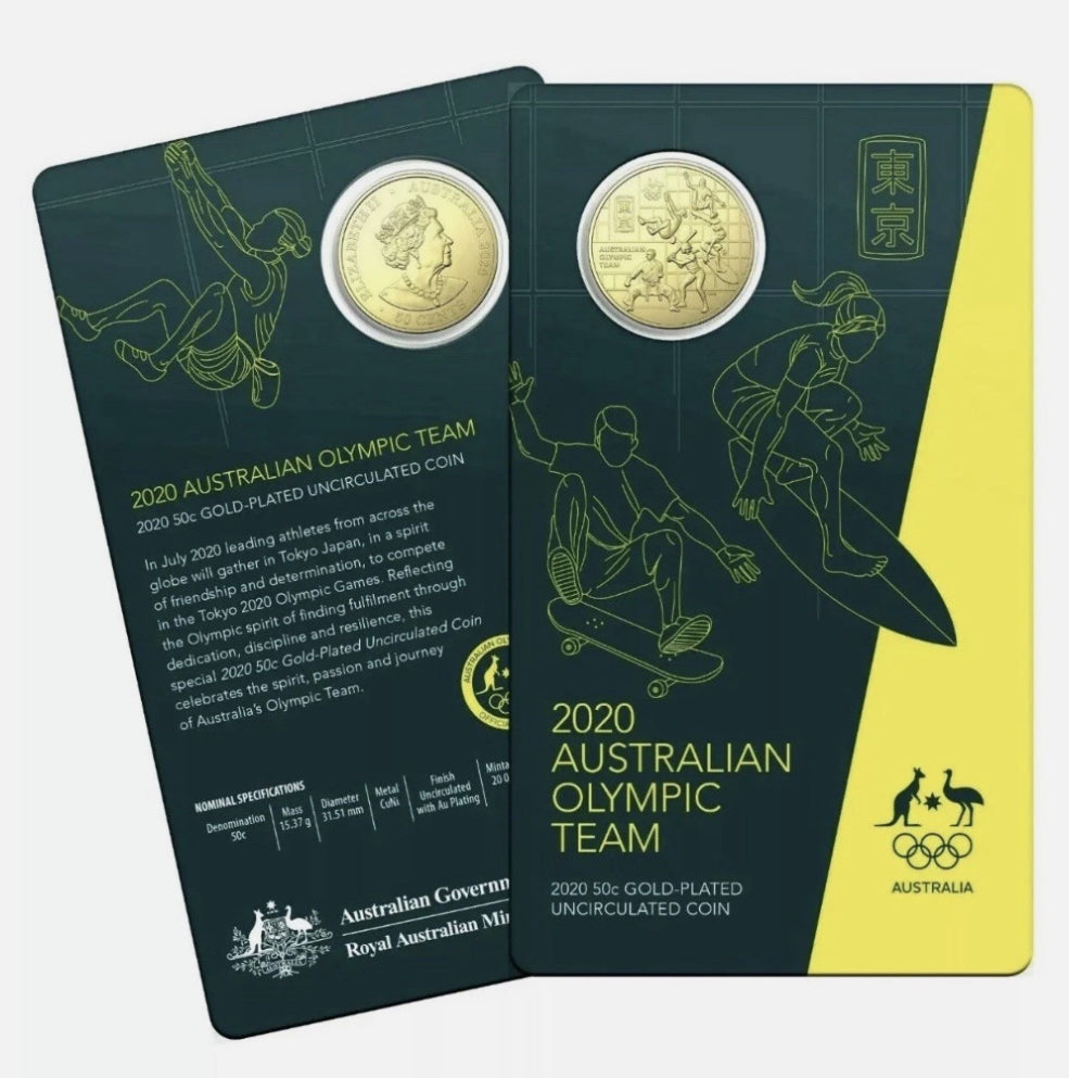 2020 Australian Olympic Team Gold-Plated 50 Cent Coin on Card | Royal Australian Mint