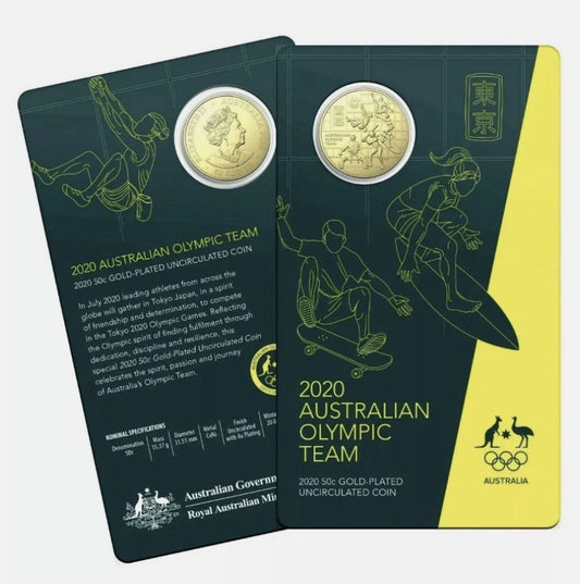 2020 Australian Olympic Team Gold-Plated 50 Cent Coin on Card | Royal Australian Mint