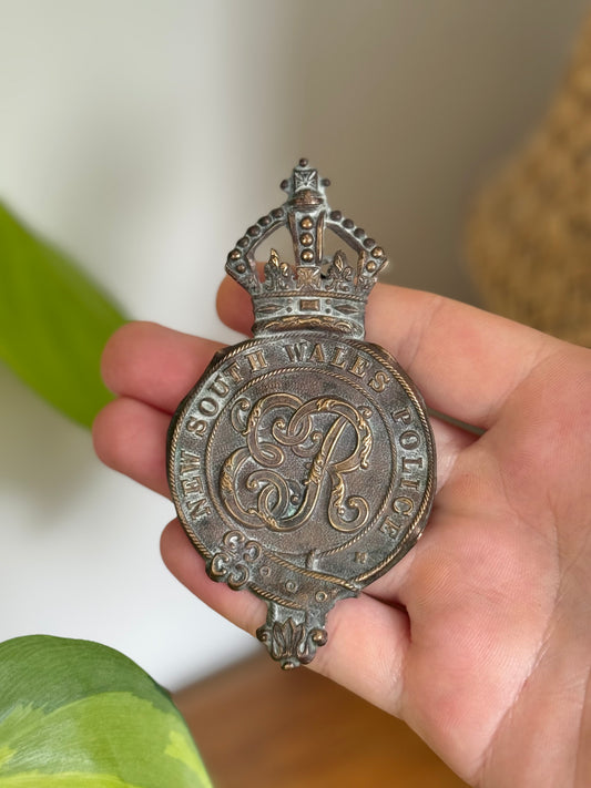 NSW Police Helmet Badge – King Edward VIII “E.R.” (Circa 1936)