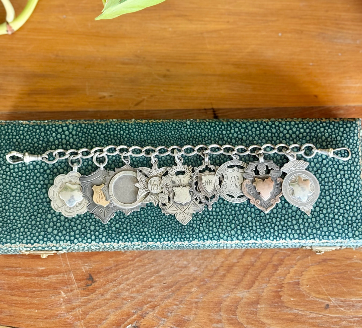 Sterling Silver Bracelet Featuring 9 Antique Hallmarked Fob Medals | Circa 1890 - 1920