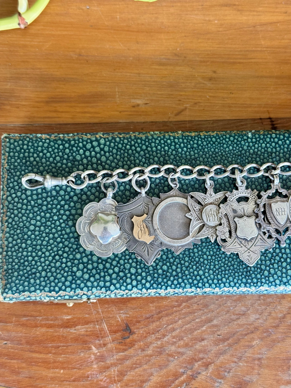 Sterling Silver Bracelet Featuring 9 Antique Hallmarked Fob Medals | Circa 1890 - 1920