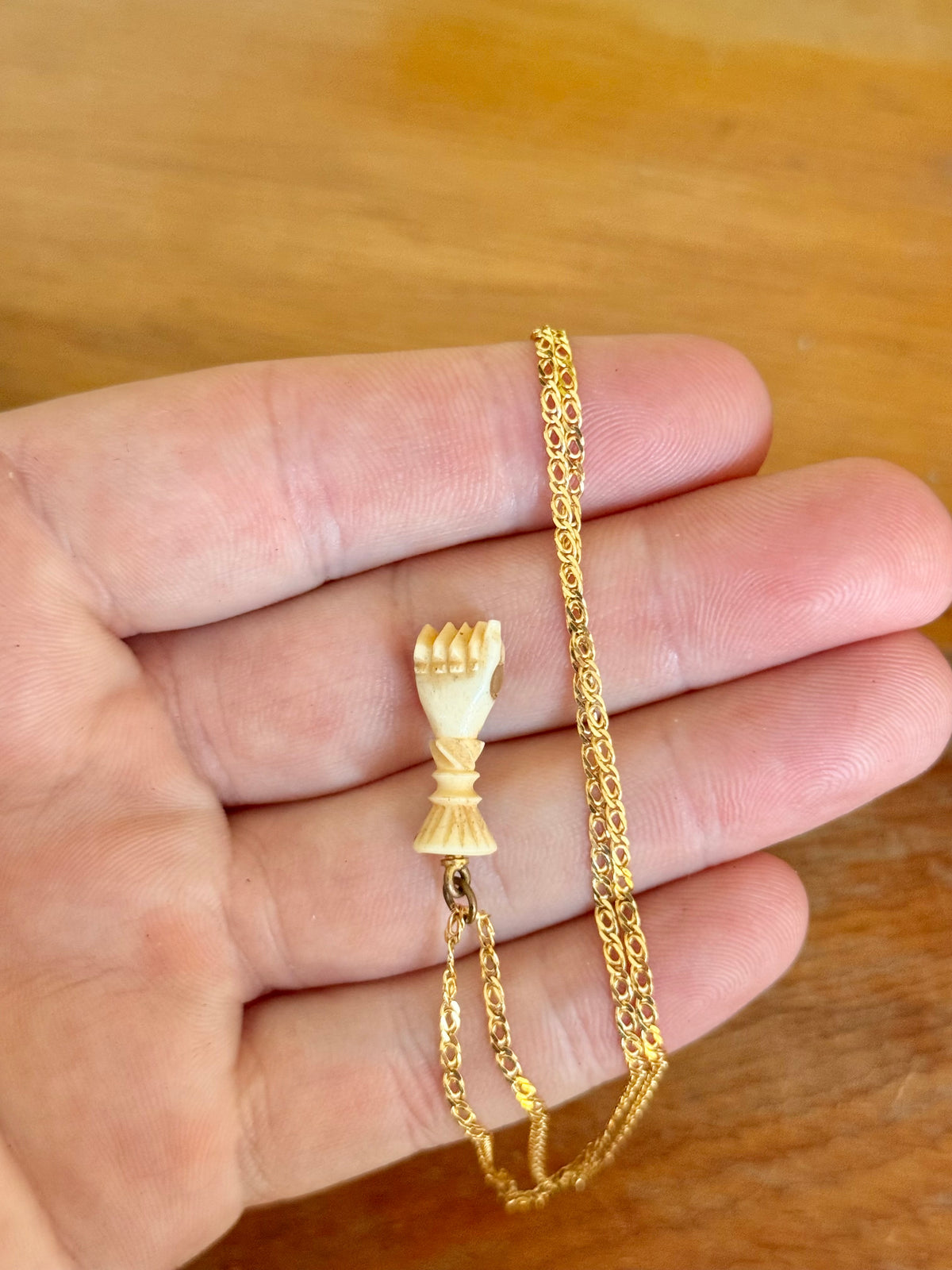 Paris Exposition Souvenir 1867 - Stanhope Picture Viewer | Antique Carved Bone Fist Pendant