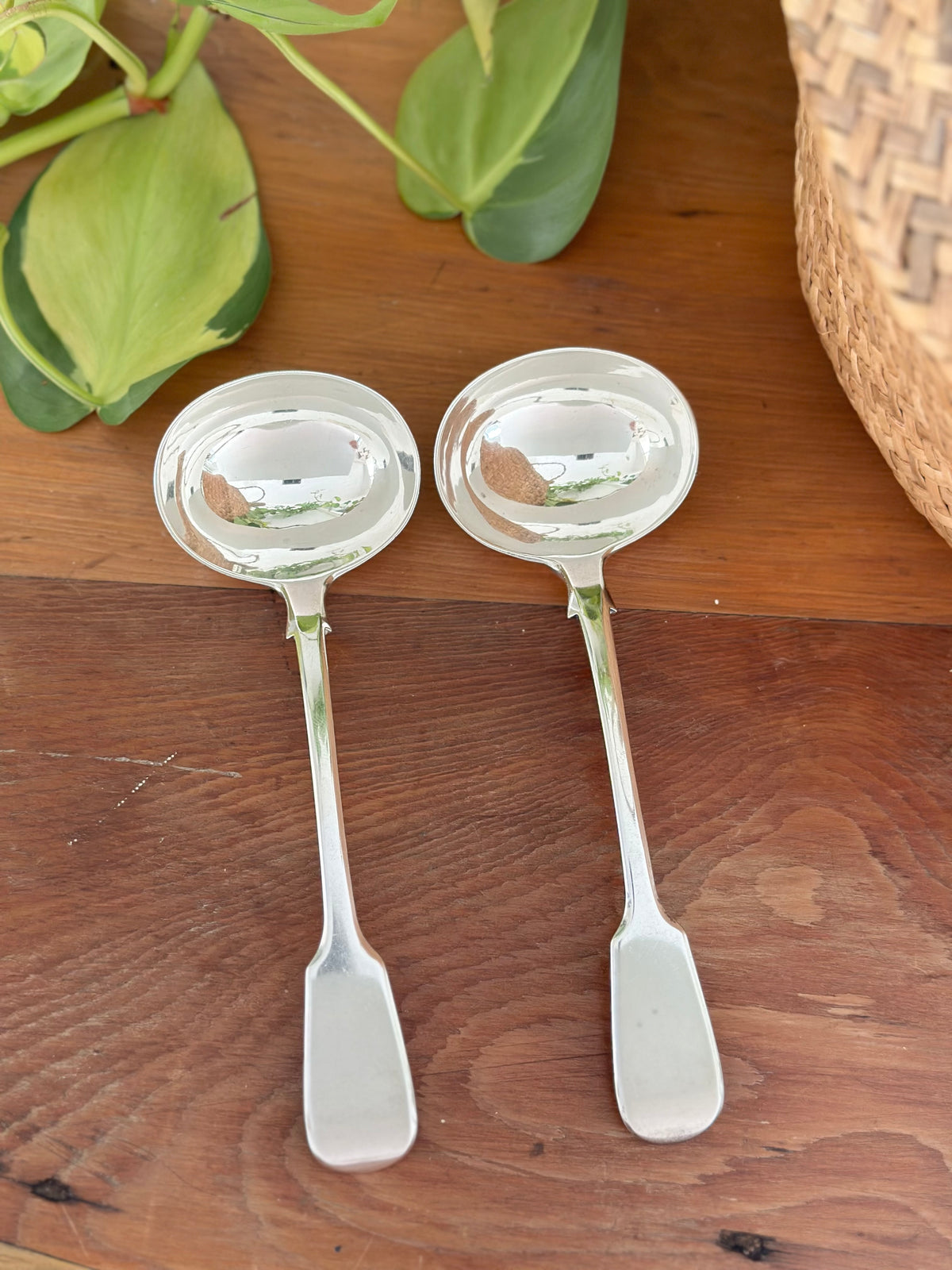 Hallmarked Sterling Silver Ladle Spoon Pair | Chawner & Co. 1871