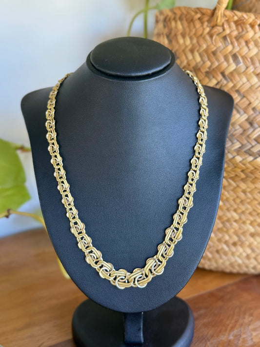 Elegant 18ct Two-Tone Gold Italian Necklace – L’indiána Fancy Link Design