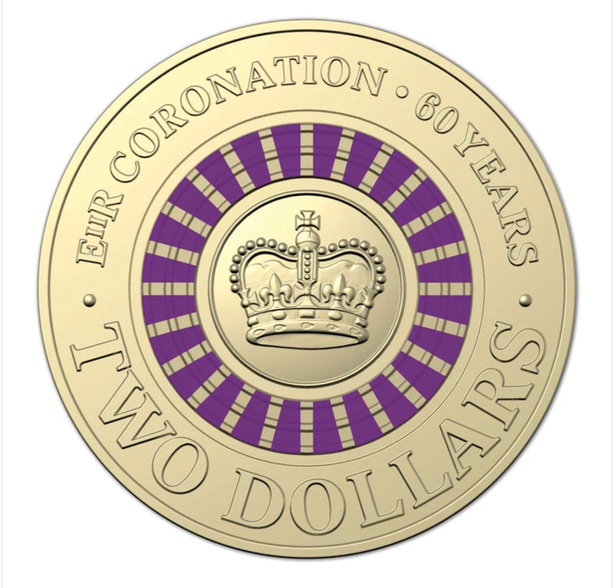 2013 $2 Queen Elizabeth II Coronation 60th Anniversary Coloured Coin – Circulated in Capsule
