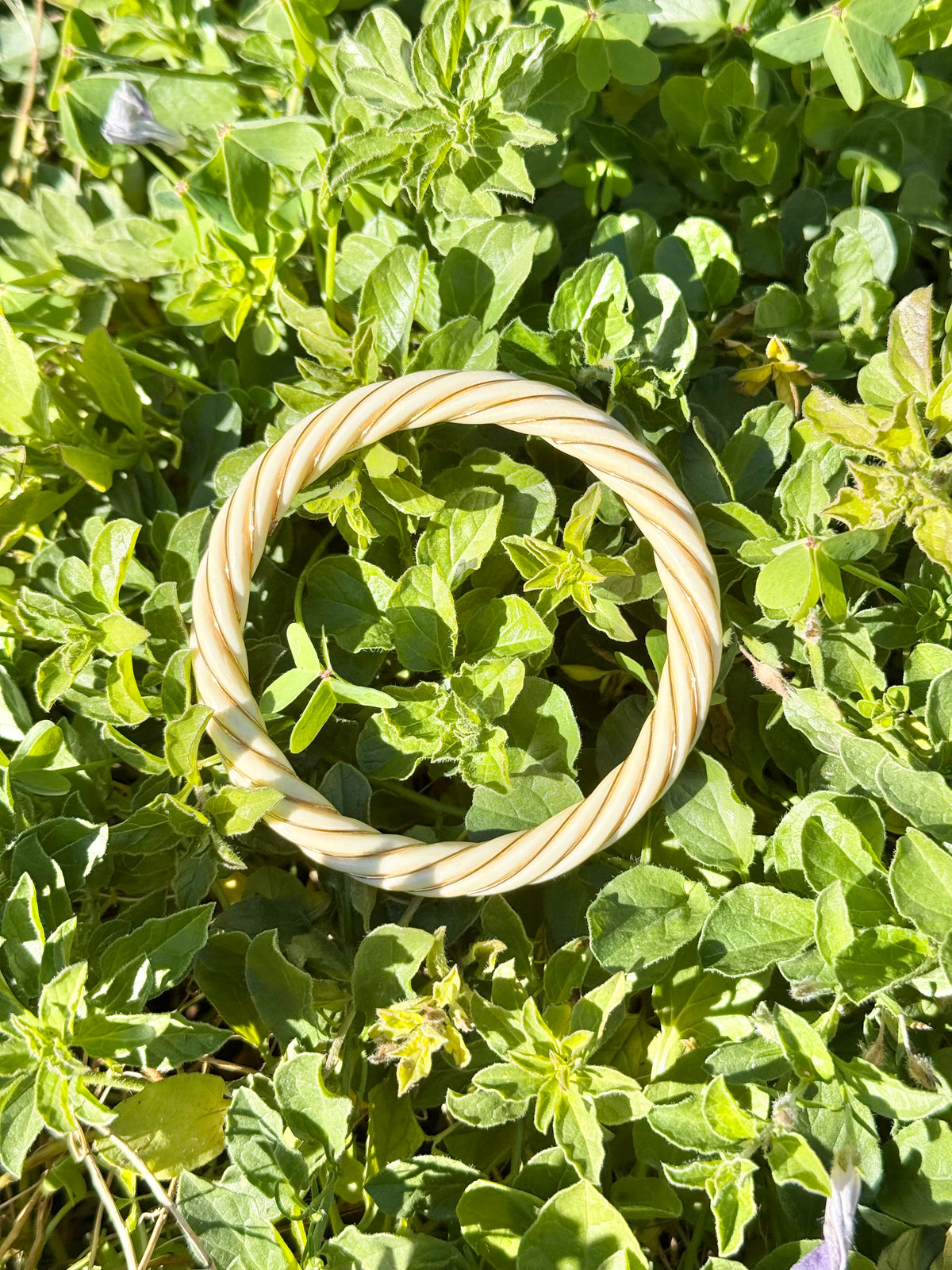 Ivory and 18ct Yellow Gold | Hand Carved Twist Bangle circa 1900’s