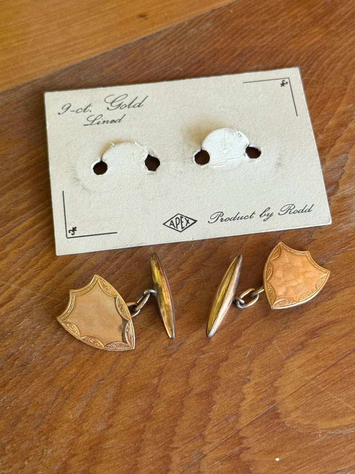 Vintage Apex by Rodd Gold-Lined Cufflinks | New Old Stock on Card