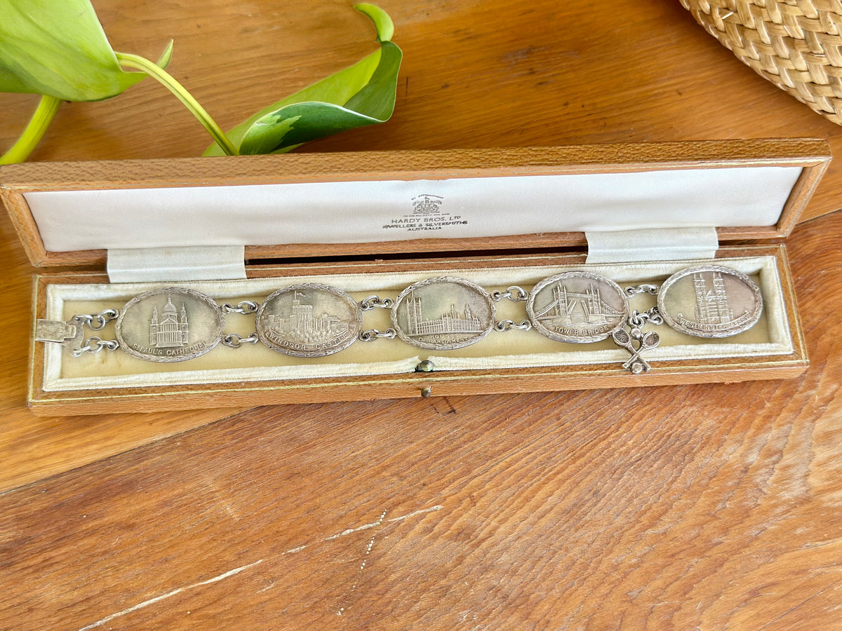 1945 Sterling Silver Landmark Bracelet by Lonwick Industries | Post-War London Icons