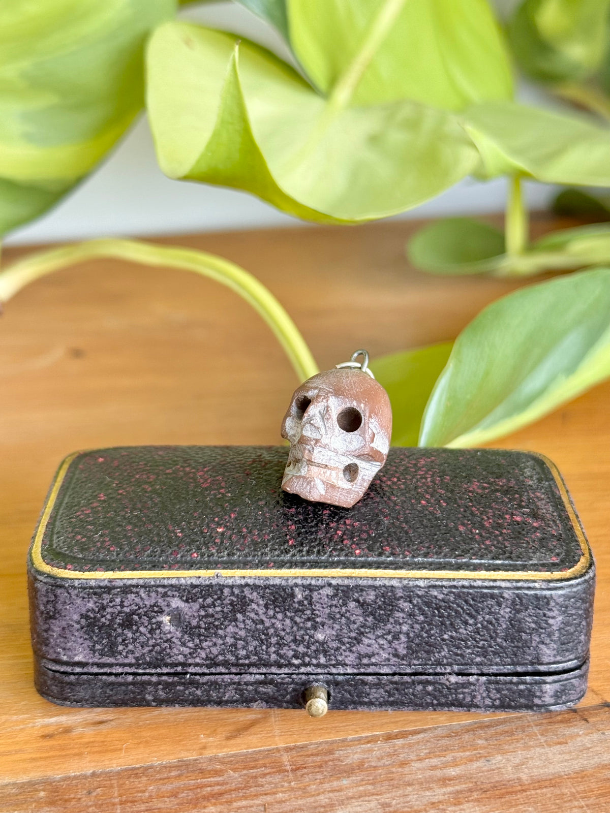 Antique Carved Stone Skull Pendant | Likely 1860’s Paris Exposition, Catacombs Souvenir, Memento Mori