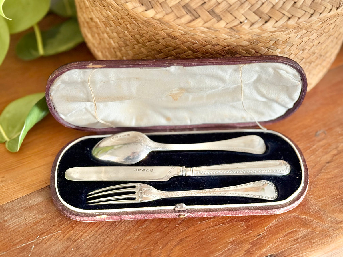 Children’s Hallmarked Silver Cutlery Set | 1858 Victorian Martin, Hall & Co.