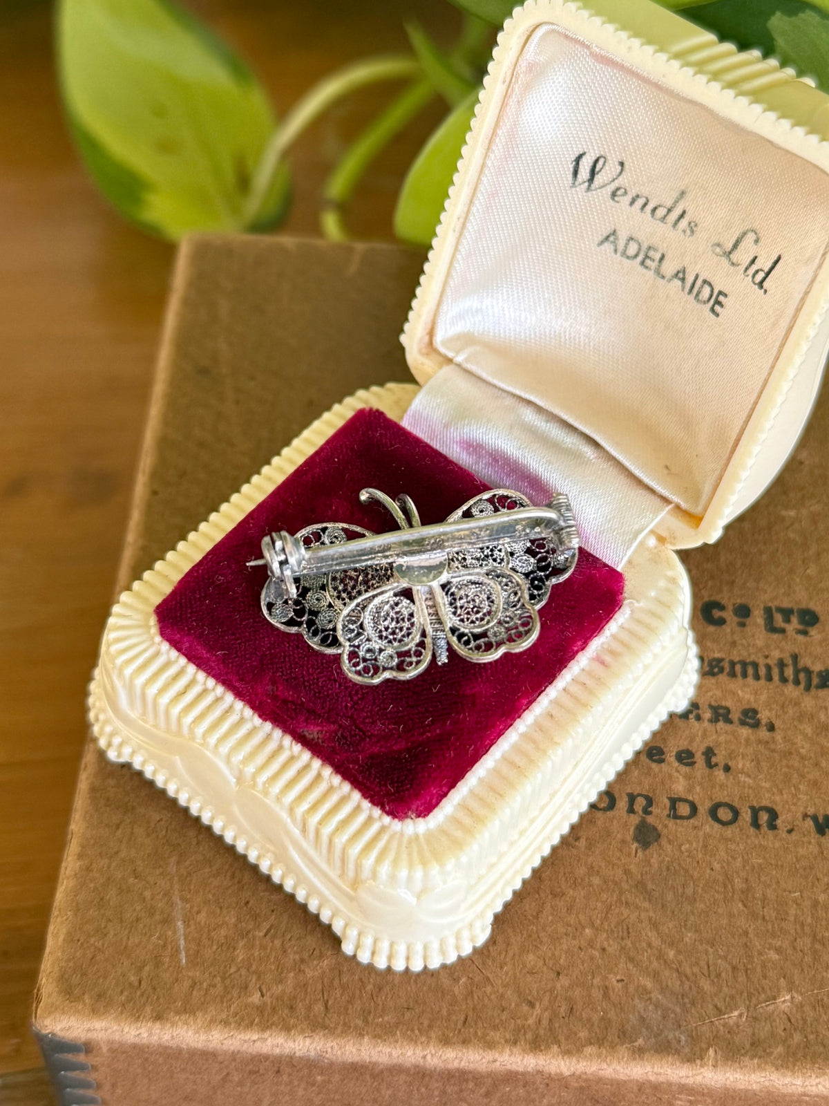 800 Silver Filigree Butterfly Brooch | Circa Mid-20th Century