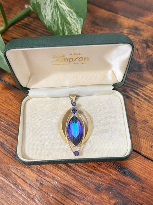 Donald Simpson Sterling Silver Pendant | 4 Blue Stones | Rare Vintage