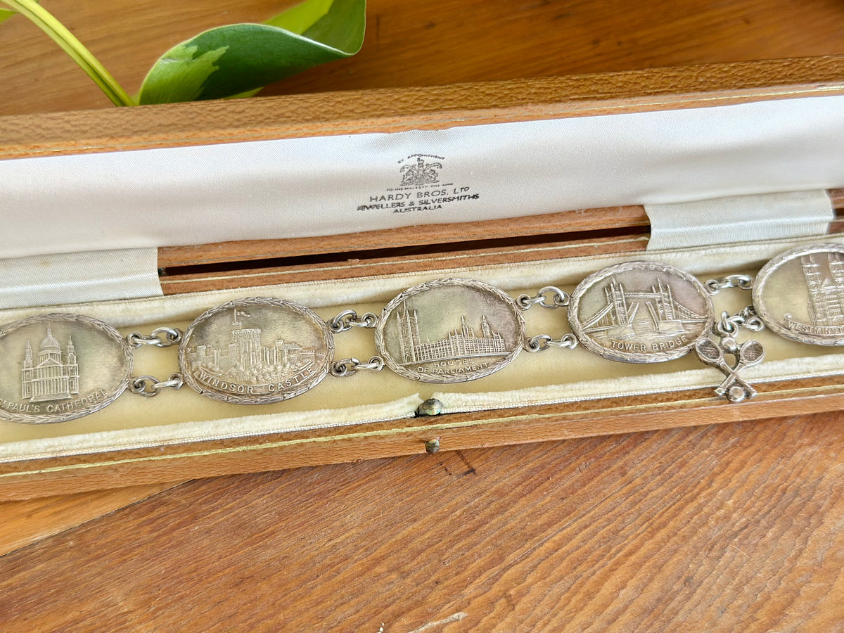 1945 Sterling Silver Landmark Bracelet by Lonwick Industries | Post-War London Icons
