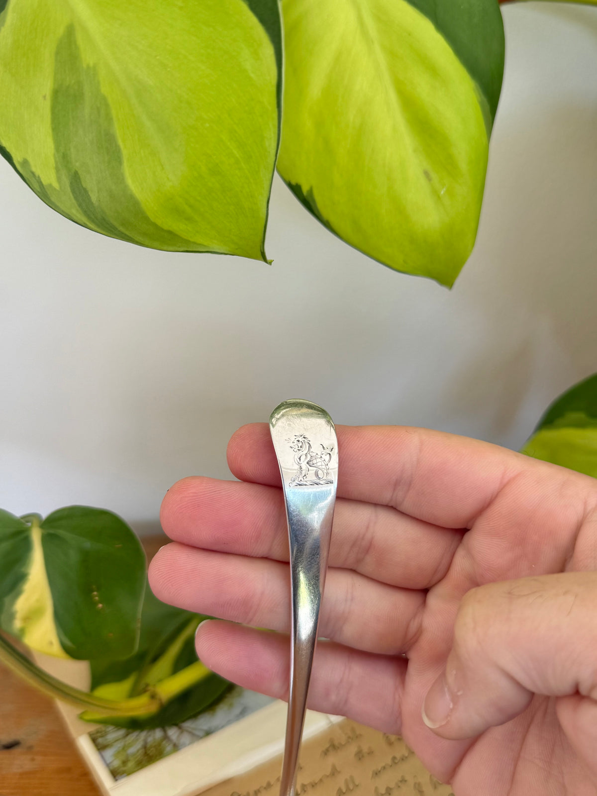 Georgian Sterling Silver Sugar Sifter Spoon with Heraldic Sea-Lion Crest – London 1785