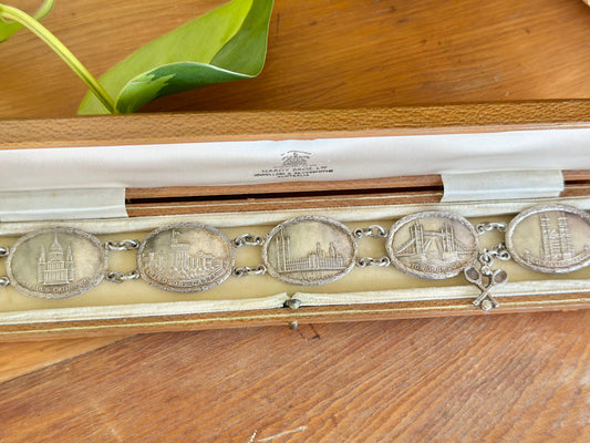 1945 Sterling Silver Landmark Bracelet by Lonwick Industries | Post-War London Icons