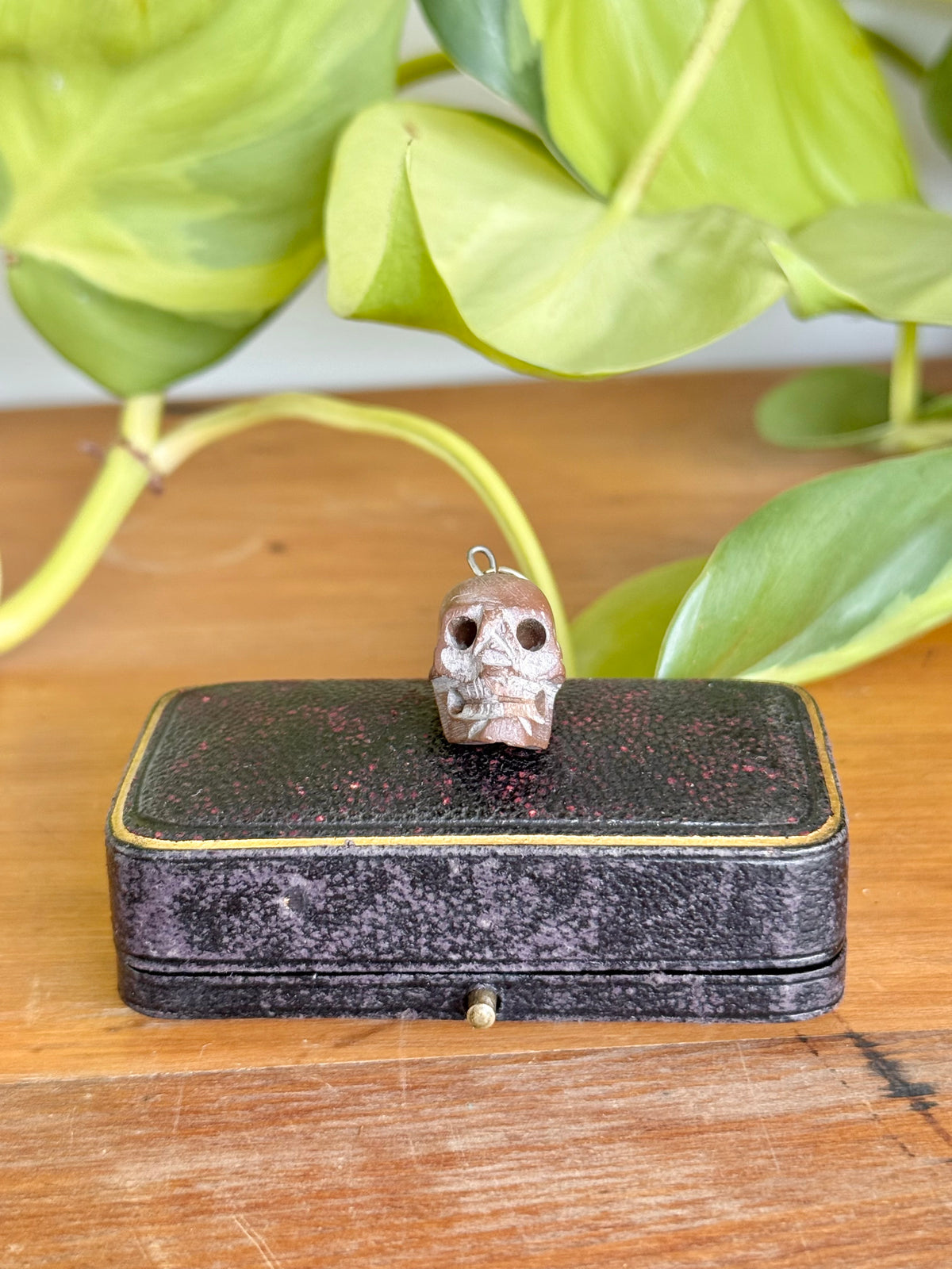 Antique Carved Stone Skull Pendant | Likely 1860’s Paris Exposition, Catacombs Souvenir, Memento Mori