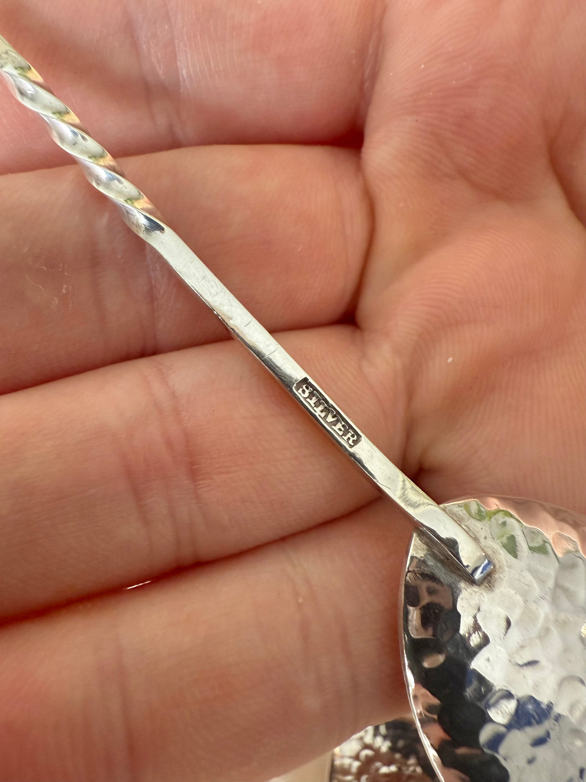 Sterling Silver Sargisons Teaspoon Set | 3 with Glass Finials, 3 with Patterned Handles – Tasmania