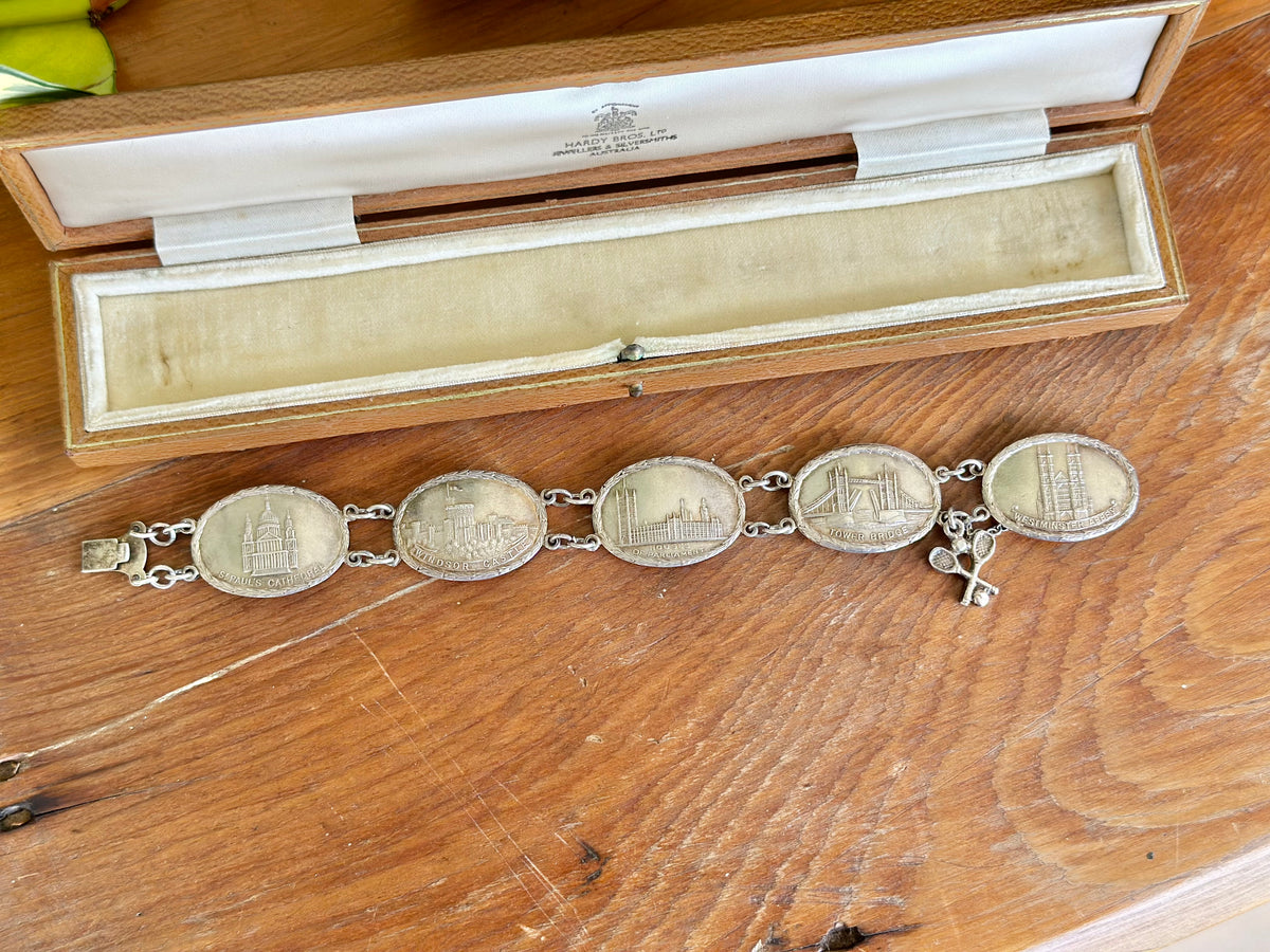 1945 Sterling Silver Landmark Bracelet by Lonwick Industries | Post-War London Icons
