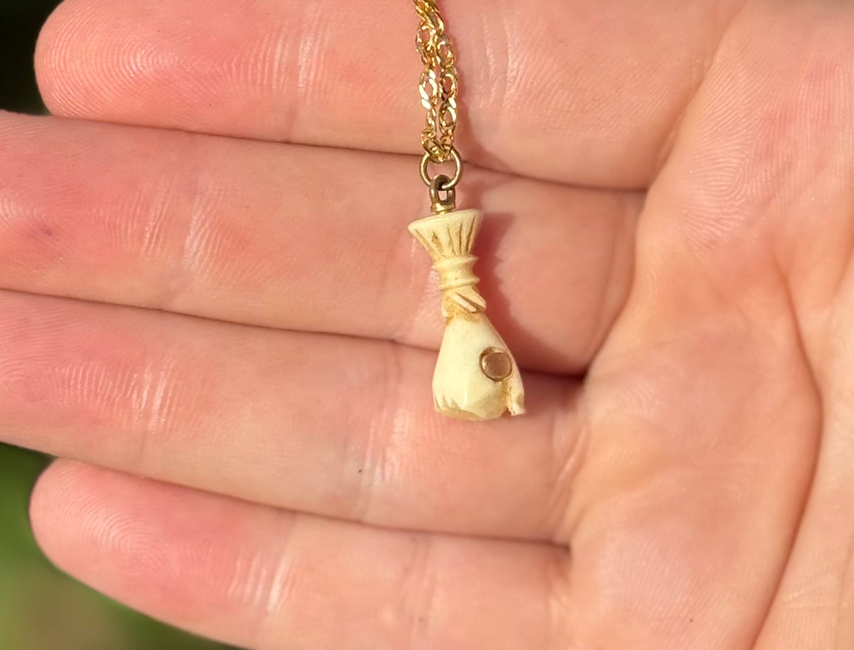 Paris Exposition Souvenir 1867 - Stanhope Picture Viewer | Antique Carved Bone Fist Pendant