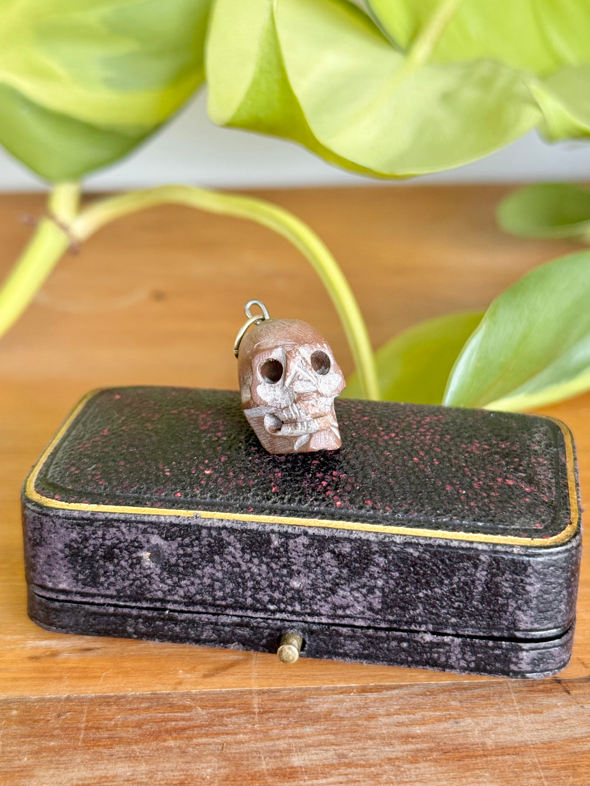 Antique Carved Stone Skull Pendant | Likely 1860’s Paris Exposition, Catacombs Souvenir, Memento Mori
