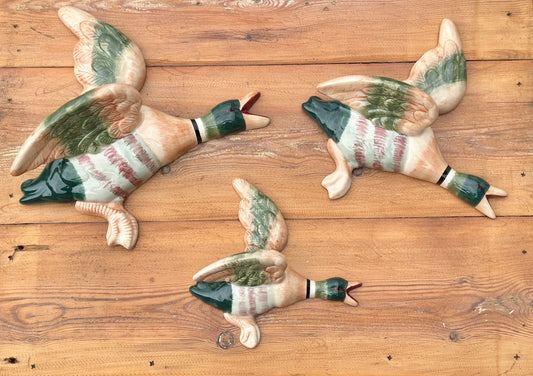 Flying Wall Ducks Quality Hand Painted Graduated Mallard Flying Ducks