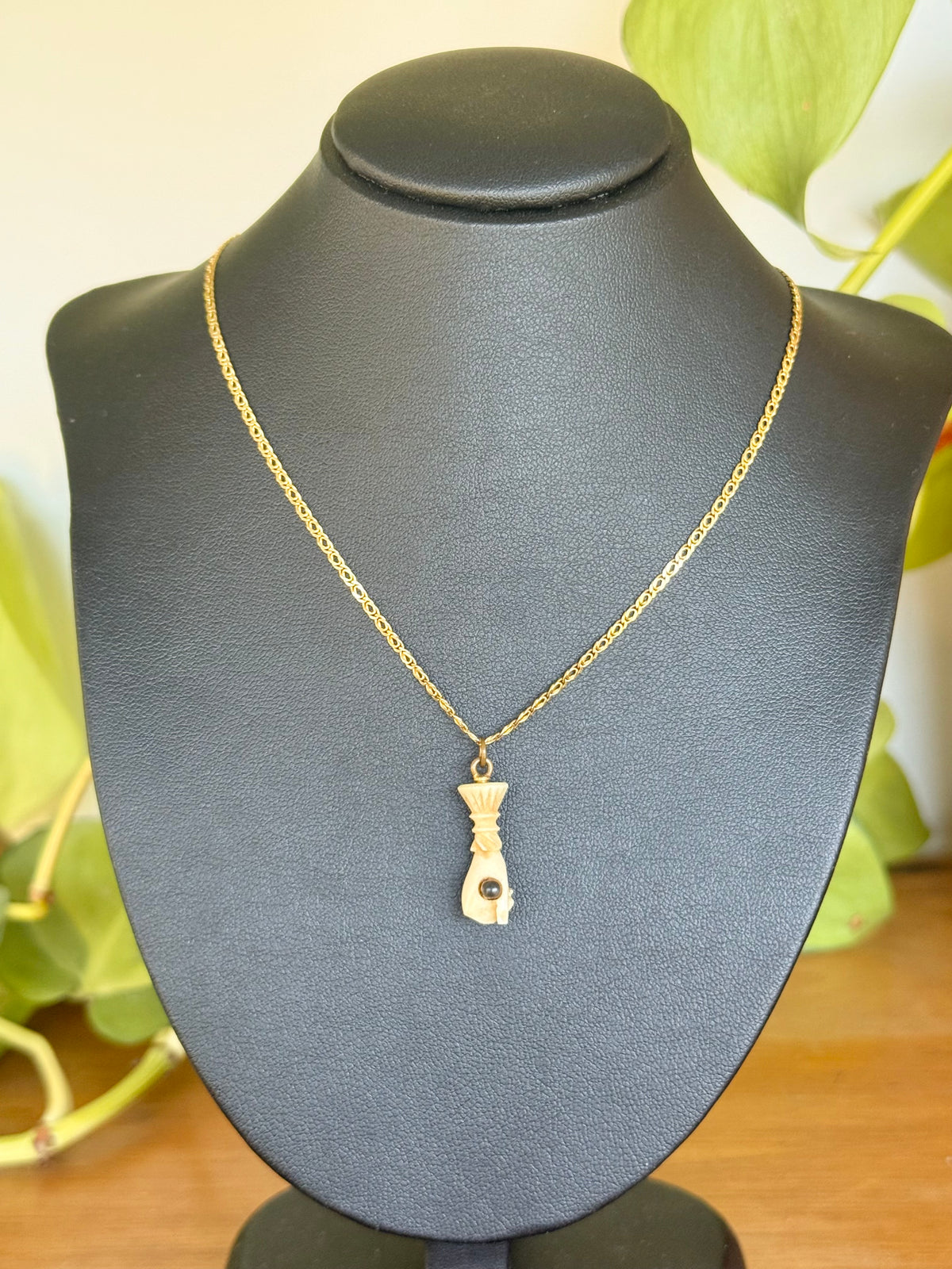 Paris Exposition Souvenir 1867 - Stanhope Picture Viewer | Antique Carved Bone Fist Pendant