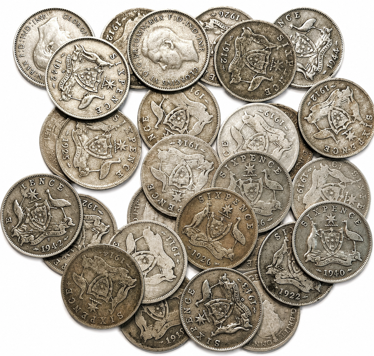 Australian 92.5% Sterling Silver Sixpence (1910–1945) – Random Date