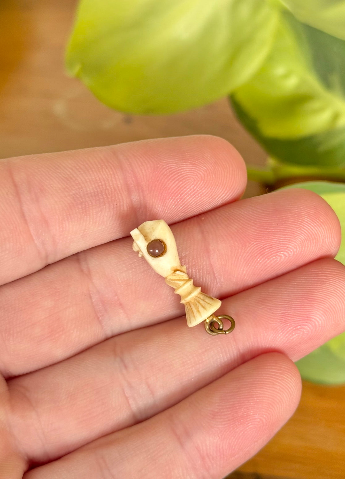 Paris Exposition Souvenir 1867 - Stanhope Picture Viewer | Antique Carved Bone Fist Pendant