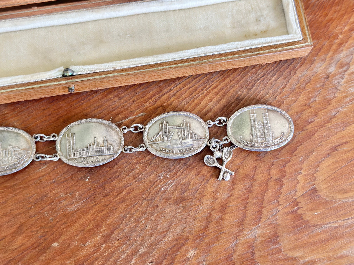 1945 Sterling Silver Landmark Bracelet by Lonwick Industries | Post-War London Icons