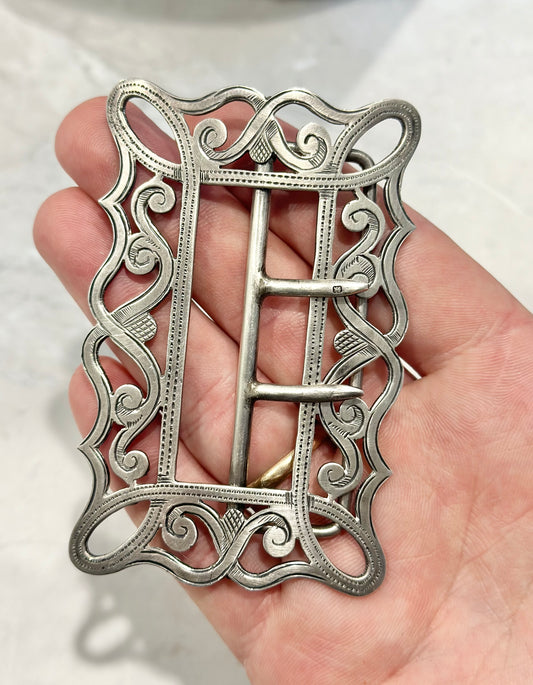 Antique Sterling Silver Belt Buckle – Ornate Victorian Design Birmingham, 1899 | Saunders & Shepherd