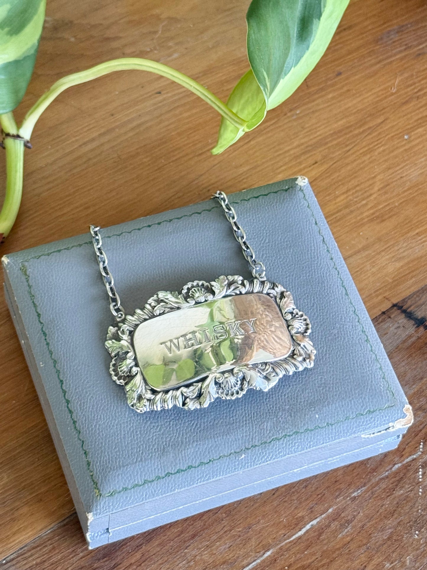 Hallmarked Silver Whiskey Bottle Tag | S J Rose & Son, London