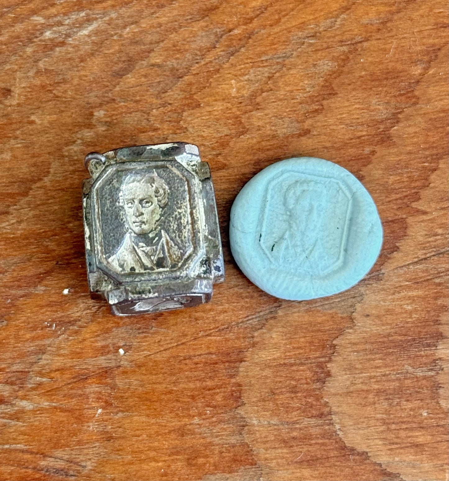 Antique Famous Faces Wax Seal | Brass Circa 1850