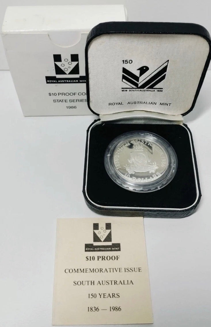 1986 Australian $10 South Australia State Series Sterling Silver Proof Coin