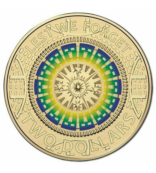 2017 Australian $2 Lest We Forget Mosaic Coloured Uncirculated Coin – Premium Lighthouse Capsule