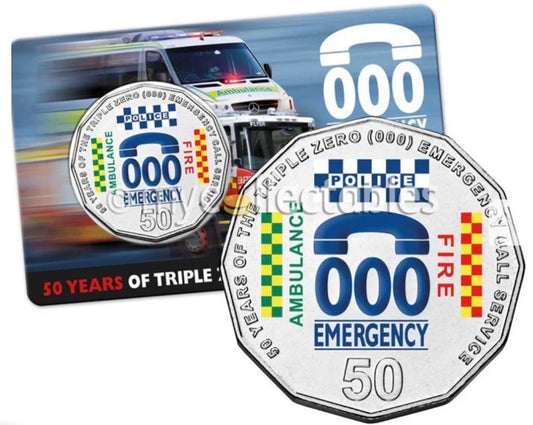 2011 50c Coloured Uncirculated Coin – 50 Years of Triple Zero