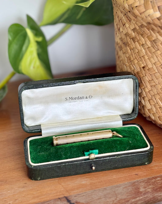 15ct Gold Retractable Dip Pen & Pencil Combination by Sampson Mordan & Co | Intricate Machine Engraving c.1900s