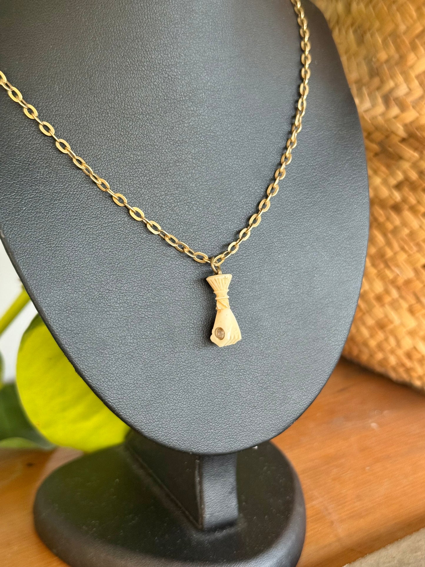 Antique Carved Bone Fist Stanhope Pendant – Notre Dame Image, c.1867