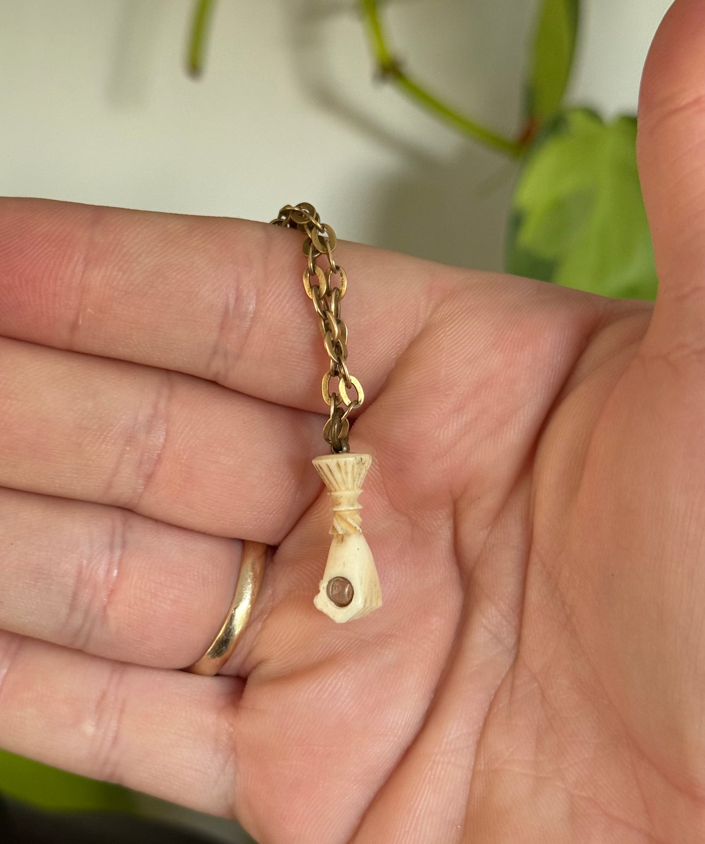 Antique Carved Bone Fist Stanhope Pendant – Notre Dame Image, c.1867