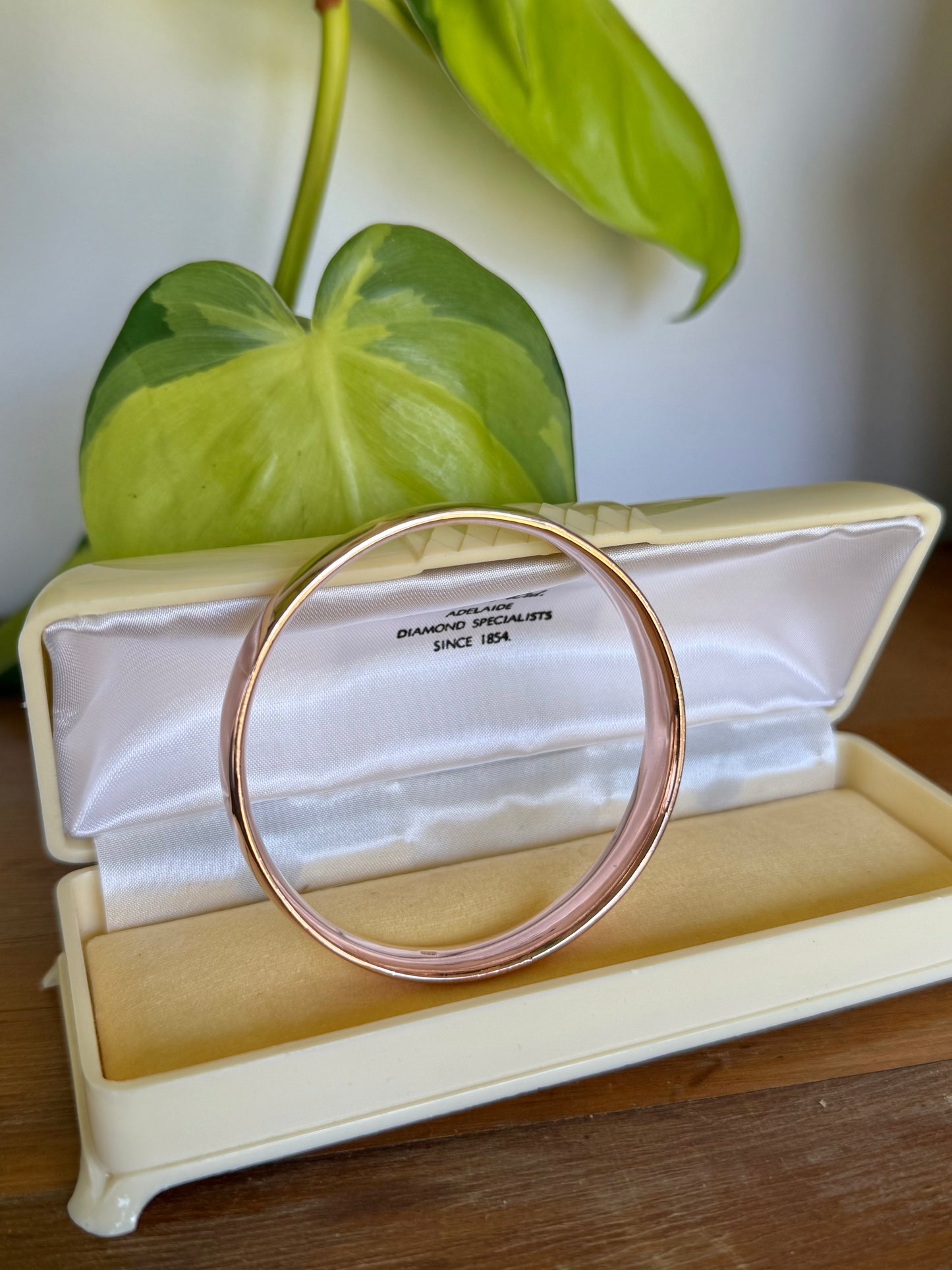 Vintage 9ct Rose Gold Silver-Filled Bangle – Bold 10mm Wide Design
