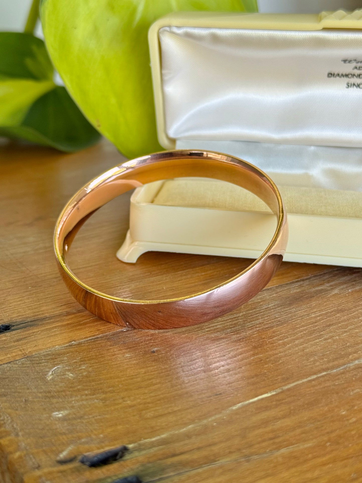 Vintage 9ct Rose Gold Silver-Filled Bangle – Bold 10mm Wide Design