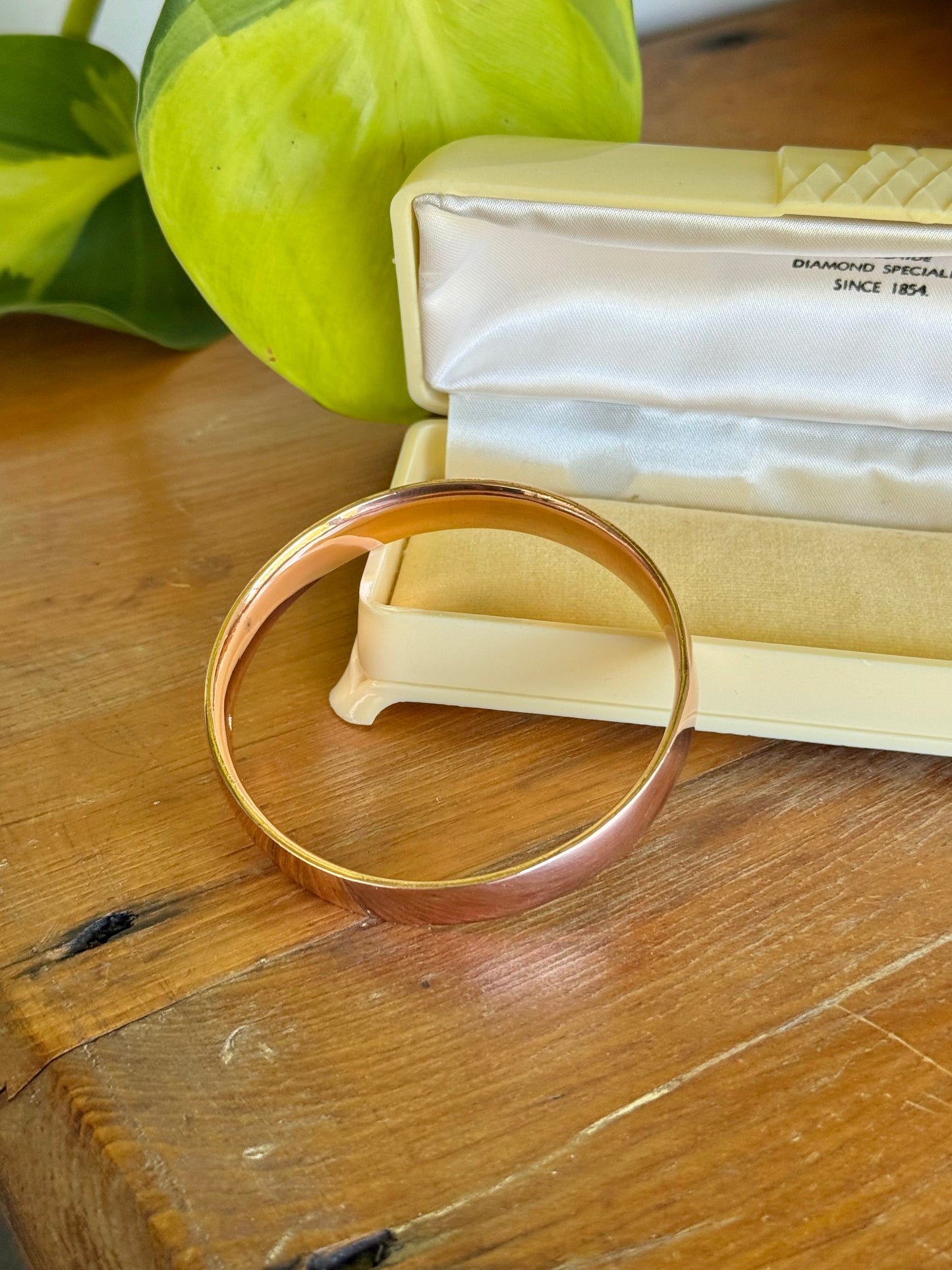 Vintage 9ct Rose Gold Silver-Filled Bangle – Bold 10mm Wide Design